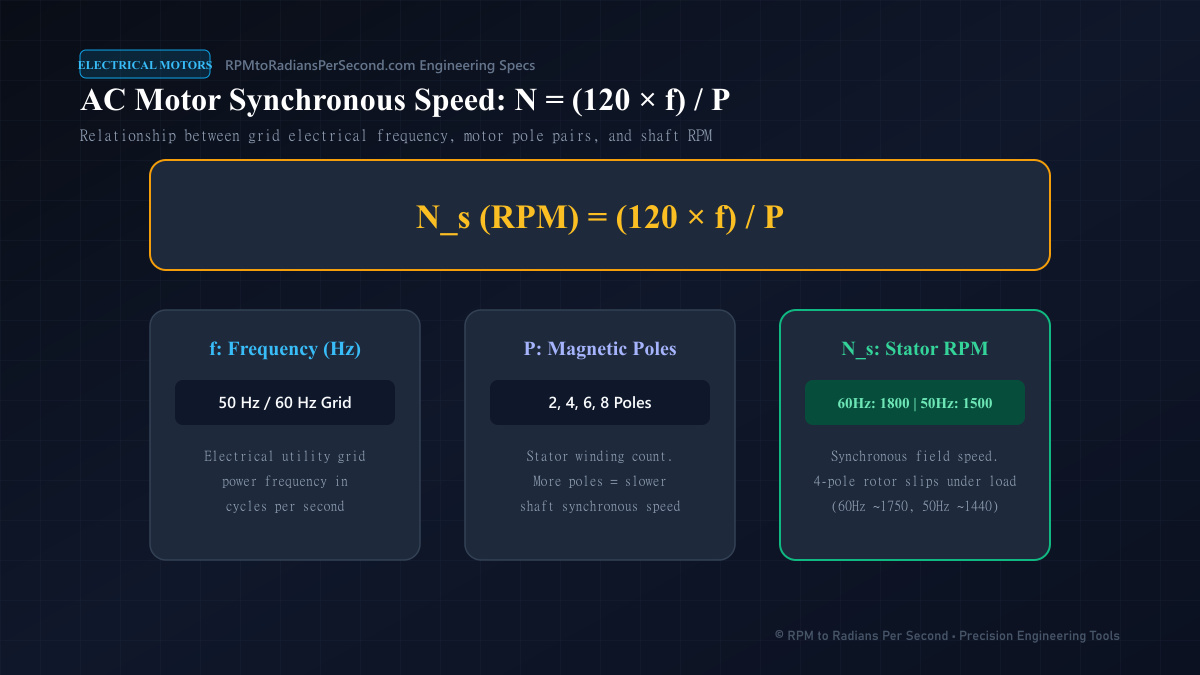 Chart illustrating AC motor speed scaling with VFD frequency across multiple pole configurations